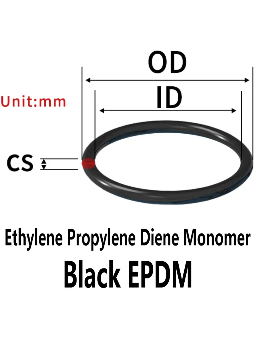 Уплотнительные кольца EPDM 9x6x1.5 мм, черные