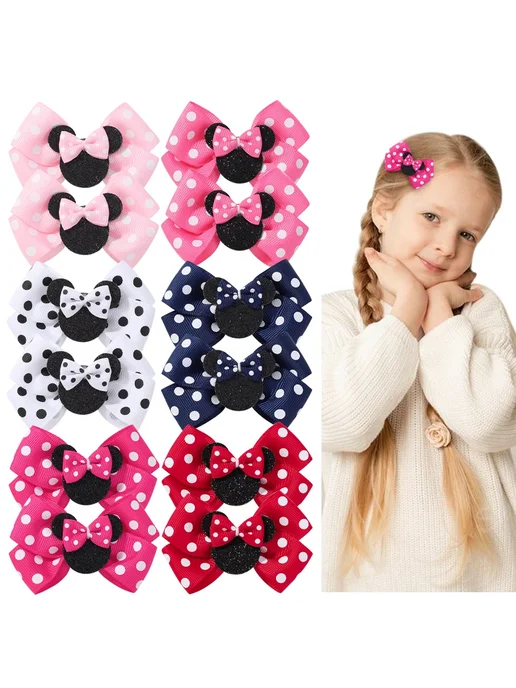 Baby Bows Детские заколки с бантами Минни Маус, черные, черный, фото 2
