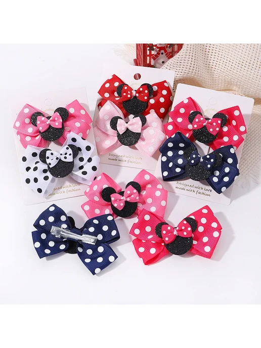 Baby Bows Детские заколки с бантами Минни Маус, черные, черный, фото 3