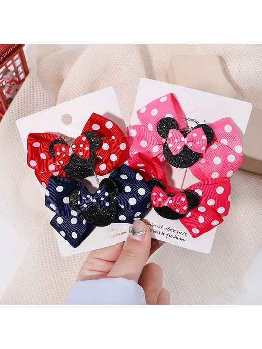 Baby Bows Детские заколки с бантами Минни Маус, черные, черный, фото 4