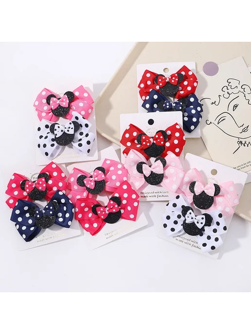 Baby Bows Детские заколки с бантами Минни Маус, черные, черный, фото 7