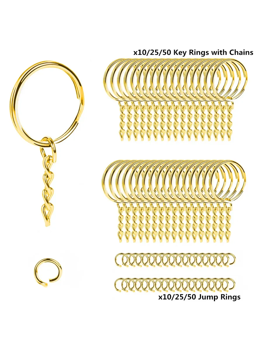 Брелоки металлические оптом 10 25 50 шт. 10 Sets, Желтый, Go
