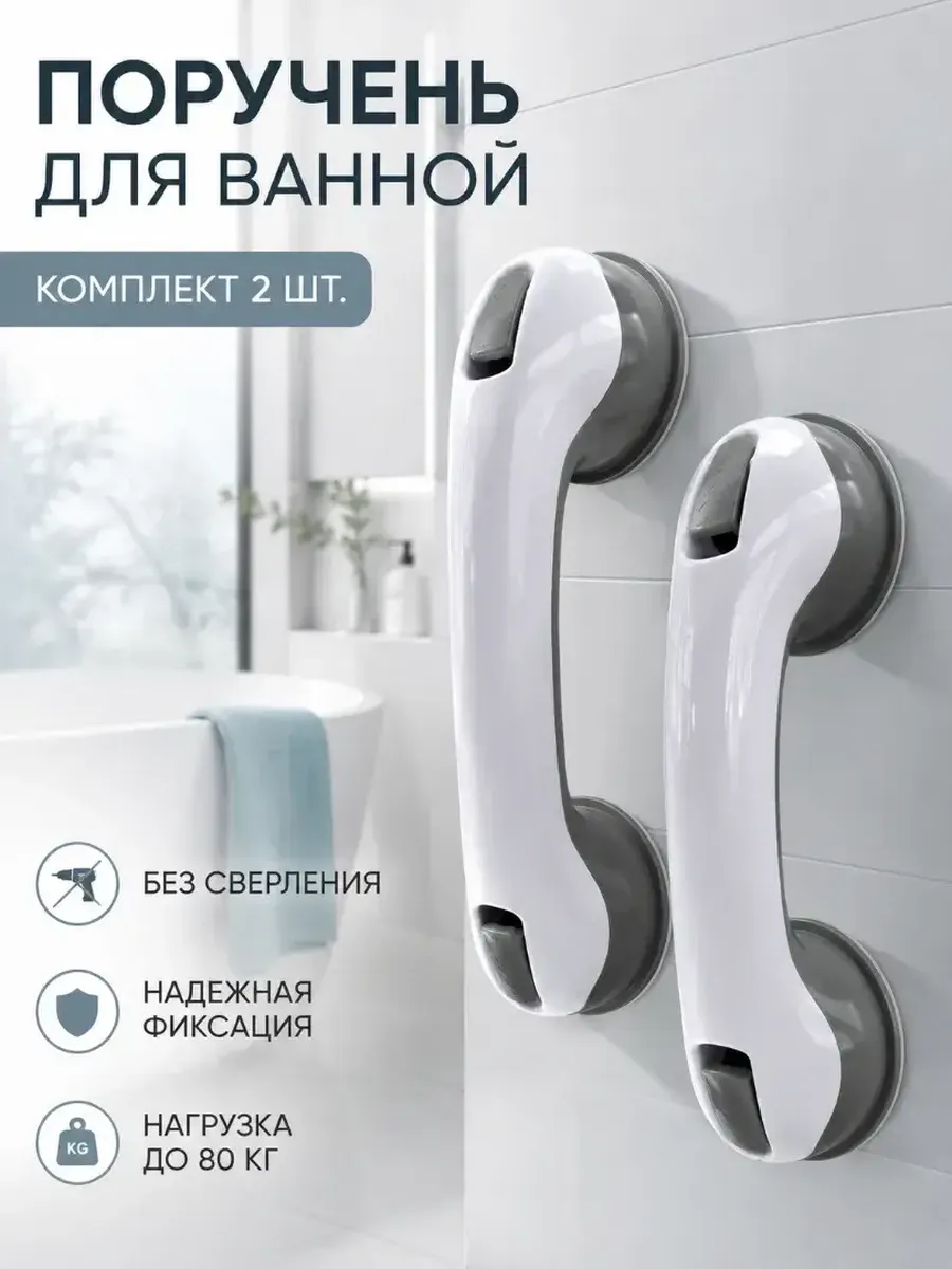 Ручки-поручни для ванной, комплект 2 шт.