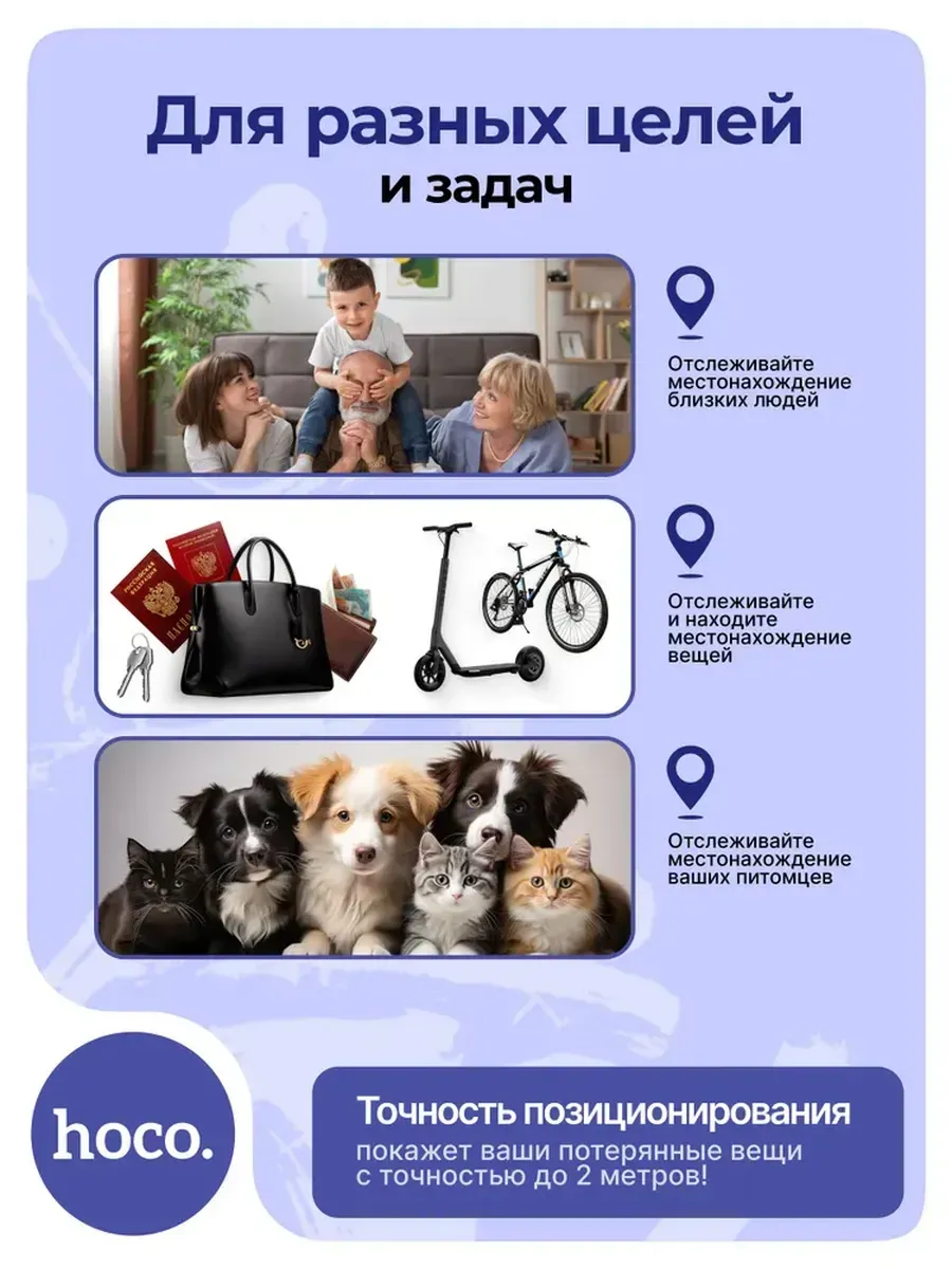 GPS трекер метка для отслеживания Hoco — фото 4