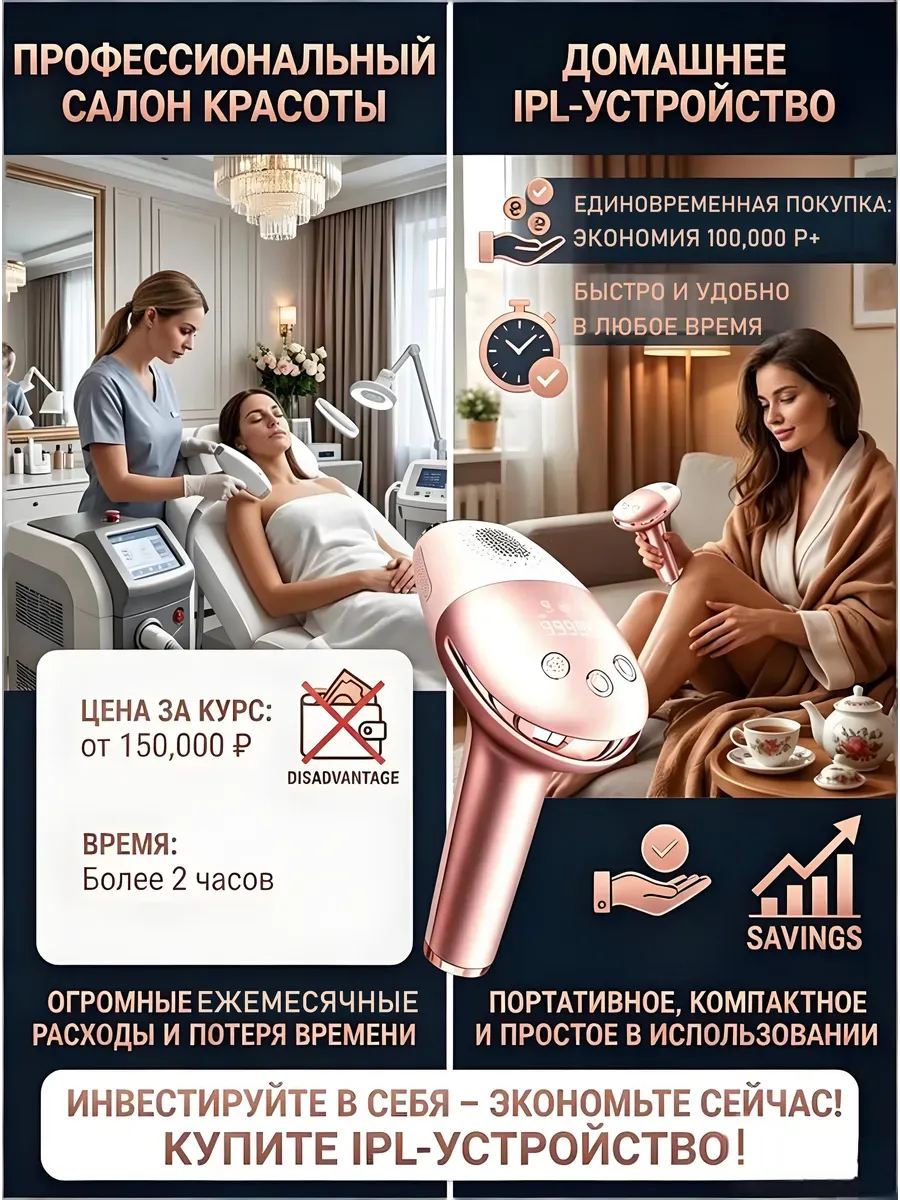Фотоэпилятор лазерный для удаления волос на теле и лице — фото 2