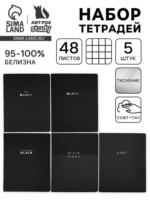 Практичные тетради в клетку для учебы, набор из 5, вариант