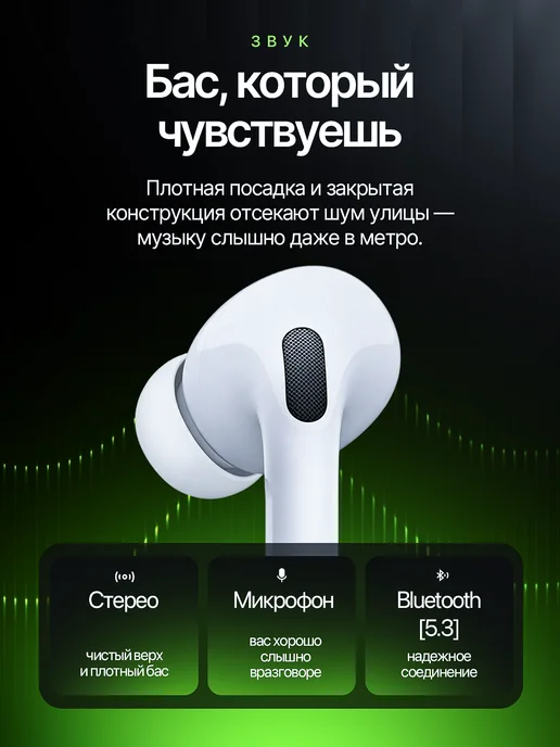 Наушники беспроводные A.Pods Pro 2 для iPhone и Android, вариант, фото 2