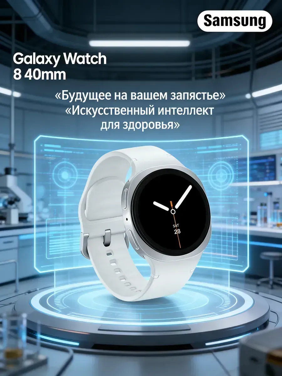 Samsung Умные часы Galaxy Watch 8 40mm белые с автономным режимом