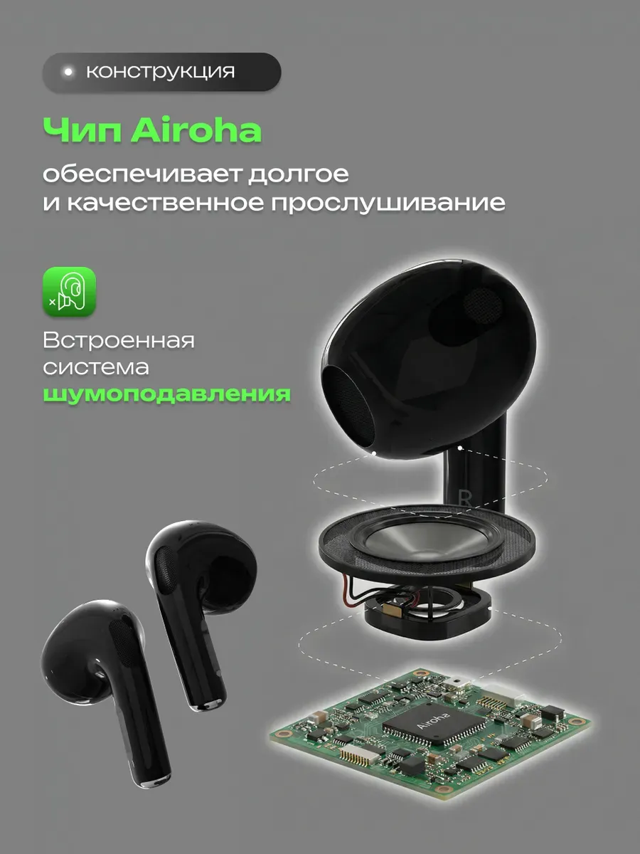 Наушники беспроводные с шумоподавлением для айфона и андроид - фото 3