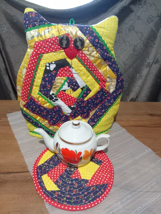 Грелка на чайник Кот, синий