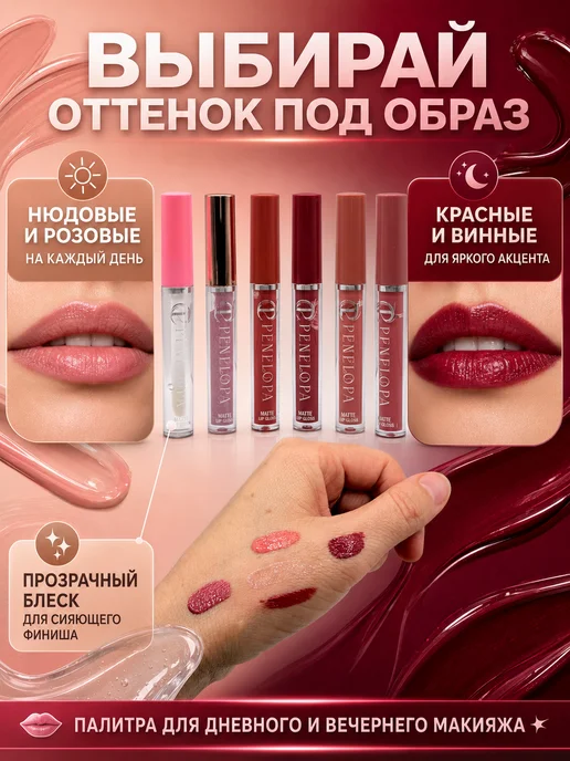 ирми В _ Набор матовых блесков для губ, 6 шт, розовый, фото 3