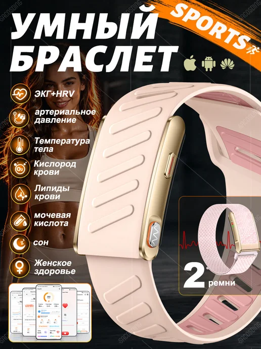 SACOSDING ЭКГ браслет здоровья для мужчины женский пожилых,черный, розовый