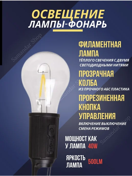 Светильник аккумуляторный кемпинговый 3шт, 3 шт, фото 2