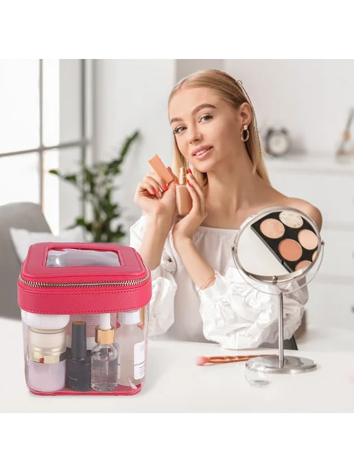 Клатч для косметики Clear, карманная, для авто, розовая, розовый, фото 2