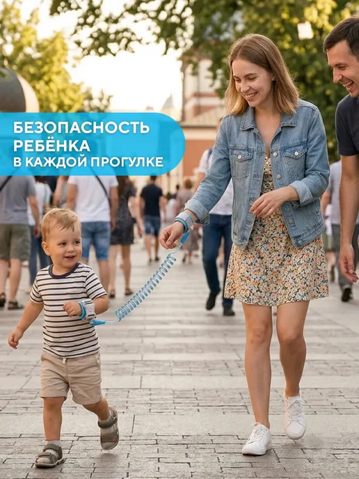 Вожжи поводок для детей, голубой, в упаковке 100 г, фото 4
