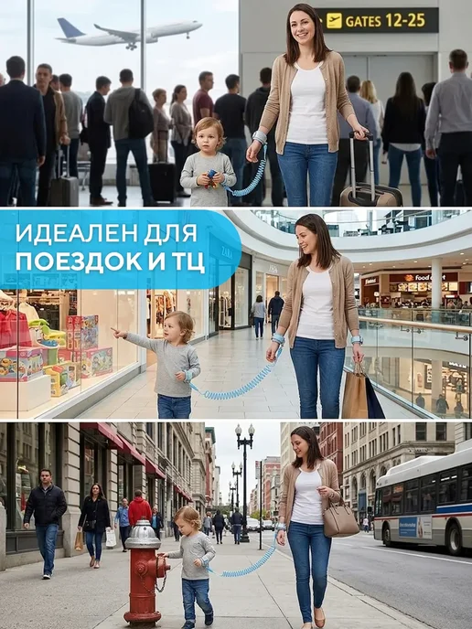 Вожжи поводок для детей, голубой, в упаковке 100 г, фото 8