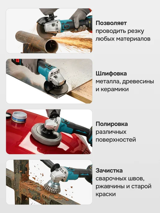 Болгарка на аккумуляторе бесщеточная 125 мм, вариант, фото 6