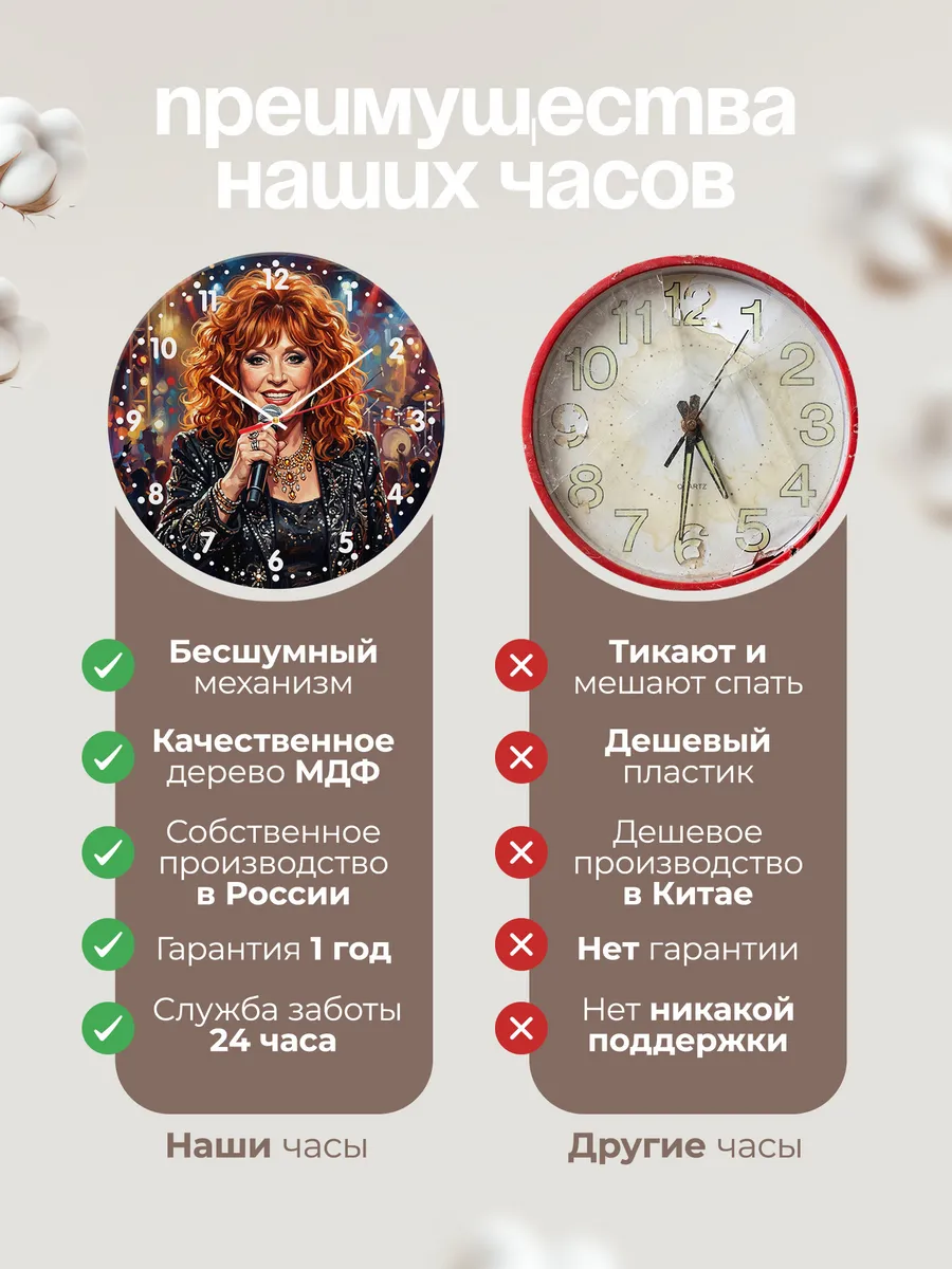 Часы настенные "Алла Пугачёва" — фото 2