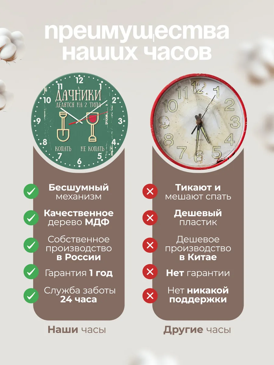 Часы настенные "Дачники делятся на 2 типа" — фото 2