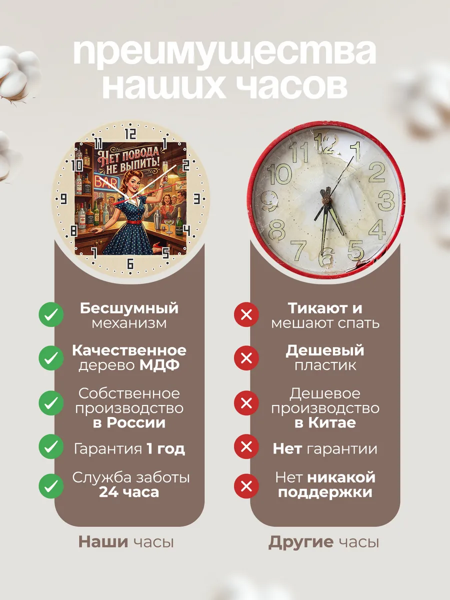 Часы настенные "Нет повода не выпить" — фото 2