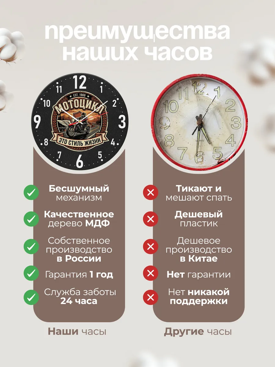 Часы настенные "Мотоцикл — это стиль жизни" — фото 2