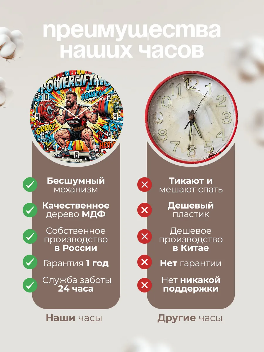 Часы настенные "Пауэрлифтинг" — фото 2