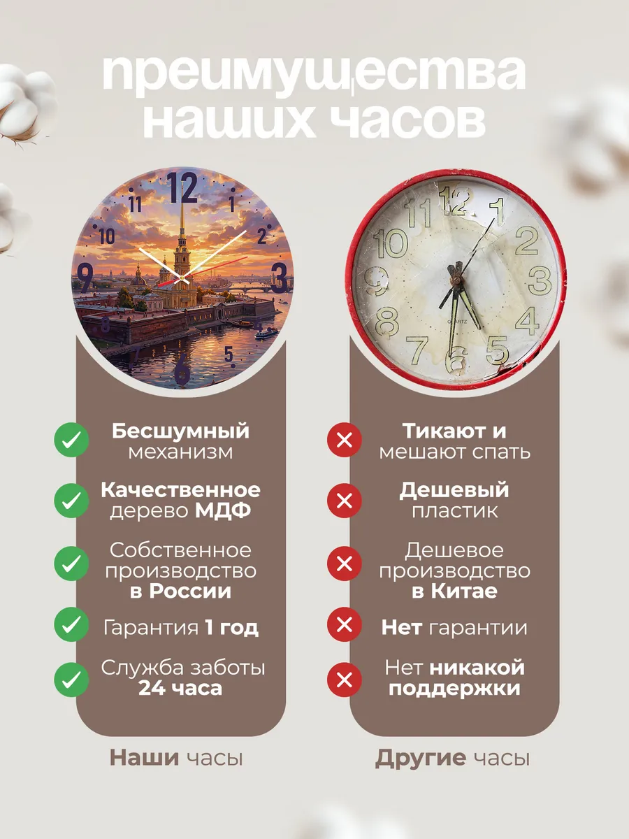 Часы настенные "Санкт-Петербург на закате" — фото 2