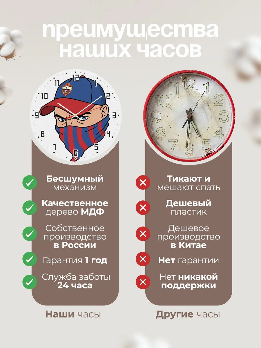 Часы настенные "Фанат ЦСКА" — фото 2