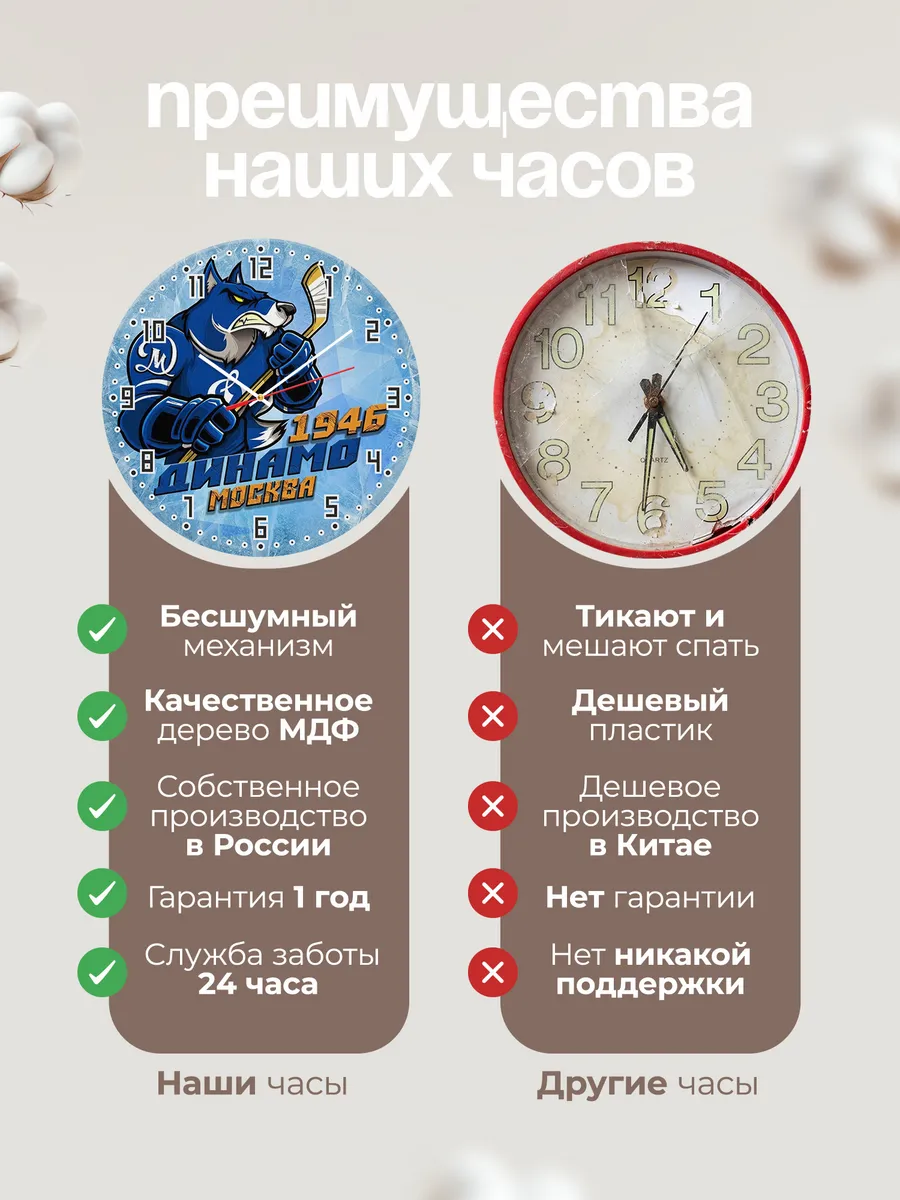Часы настенные "ХК Динамо Москва" — фото 2