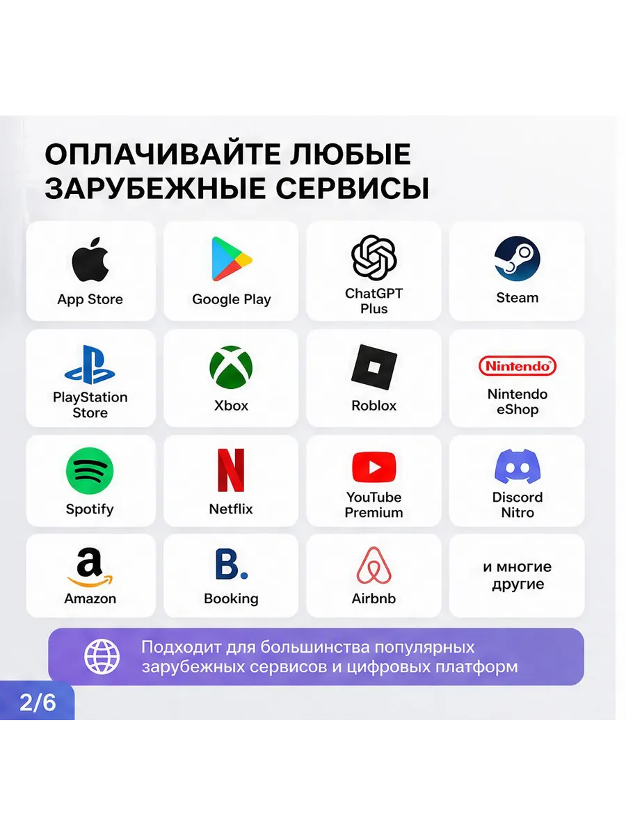 Ваучер для оплаты зарубежных сервисов и подписок — миниатюра 2