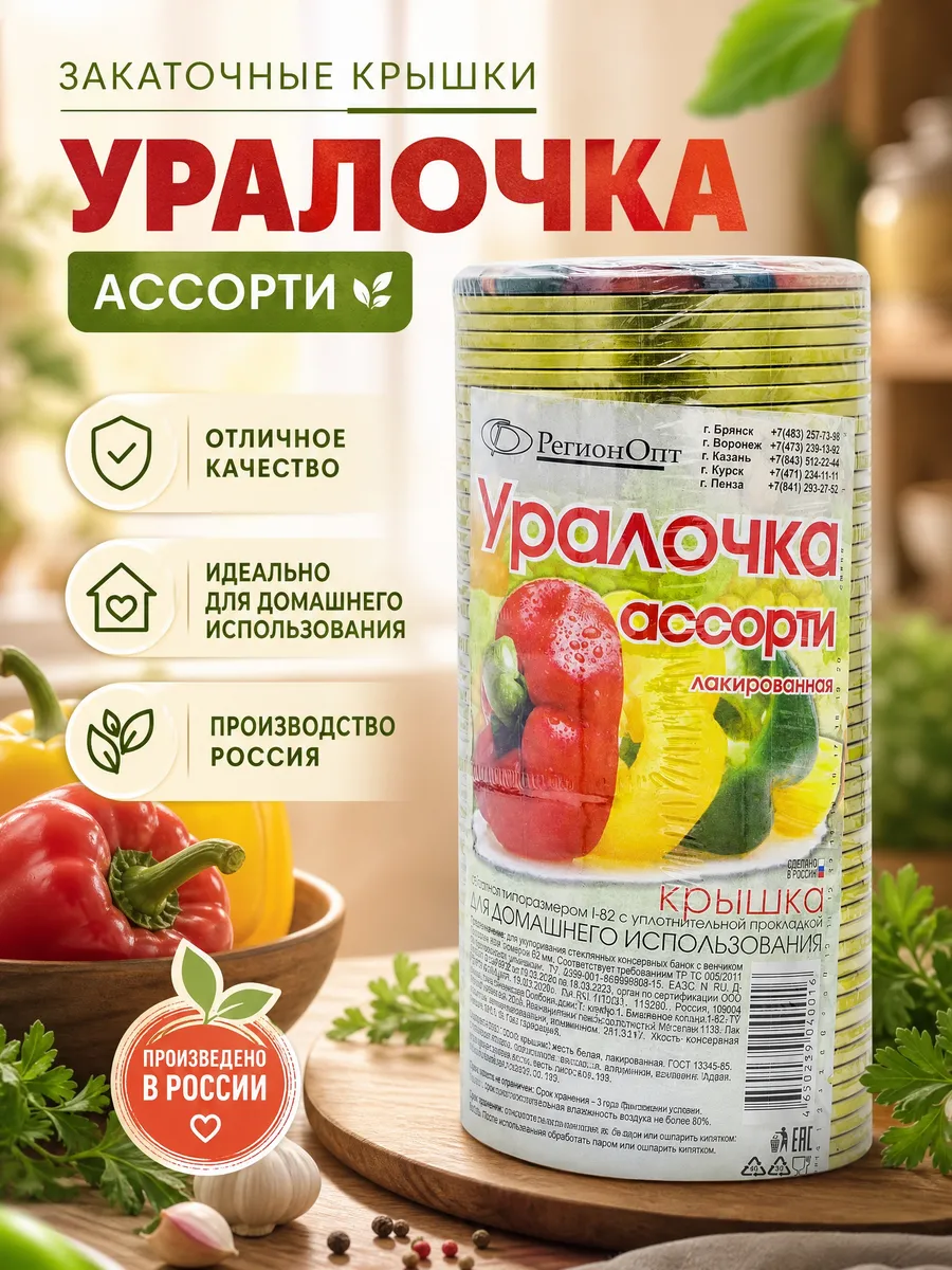 Крышки металлические для консервирования "Уралочка" 50 шт