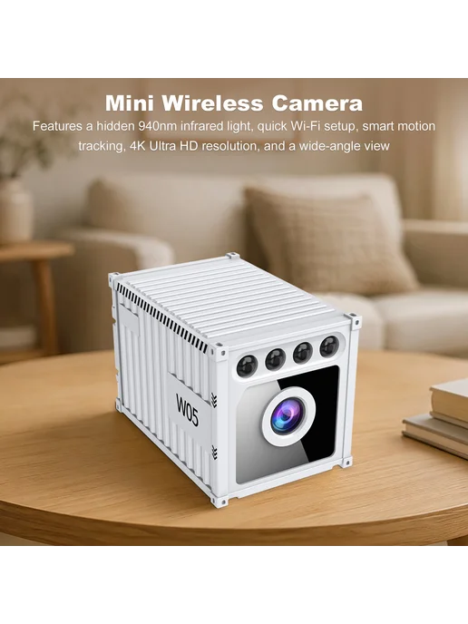 Камера Mini 4K WiFi с датчиком движения, приложение, облако, белый, фото 2