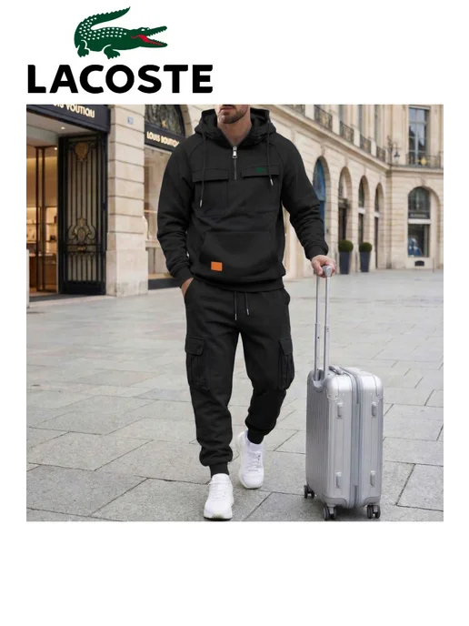 lacoste Спортивная одежда с капюшоном на полсезона, черный