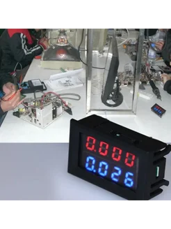 Вольтметр Амперметр 0.28" 100V 10A, черный