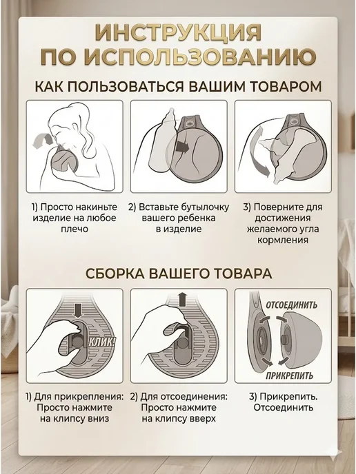Держатель для детской бутылочки на плечо, 0+, вариант, фото 2