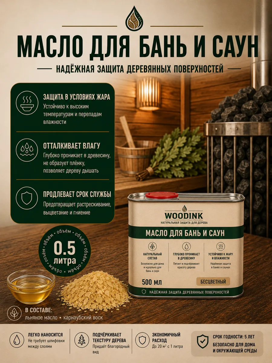 Масло для бань и саун WOODINK 0.5 литра