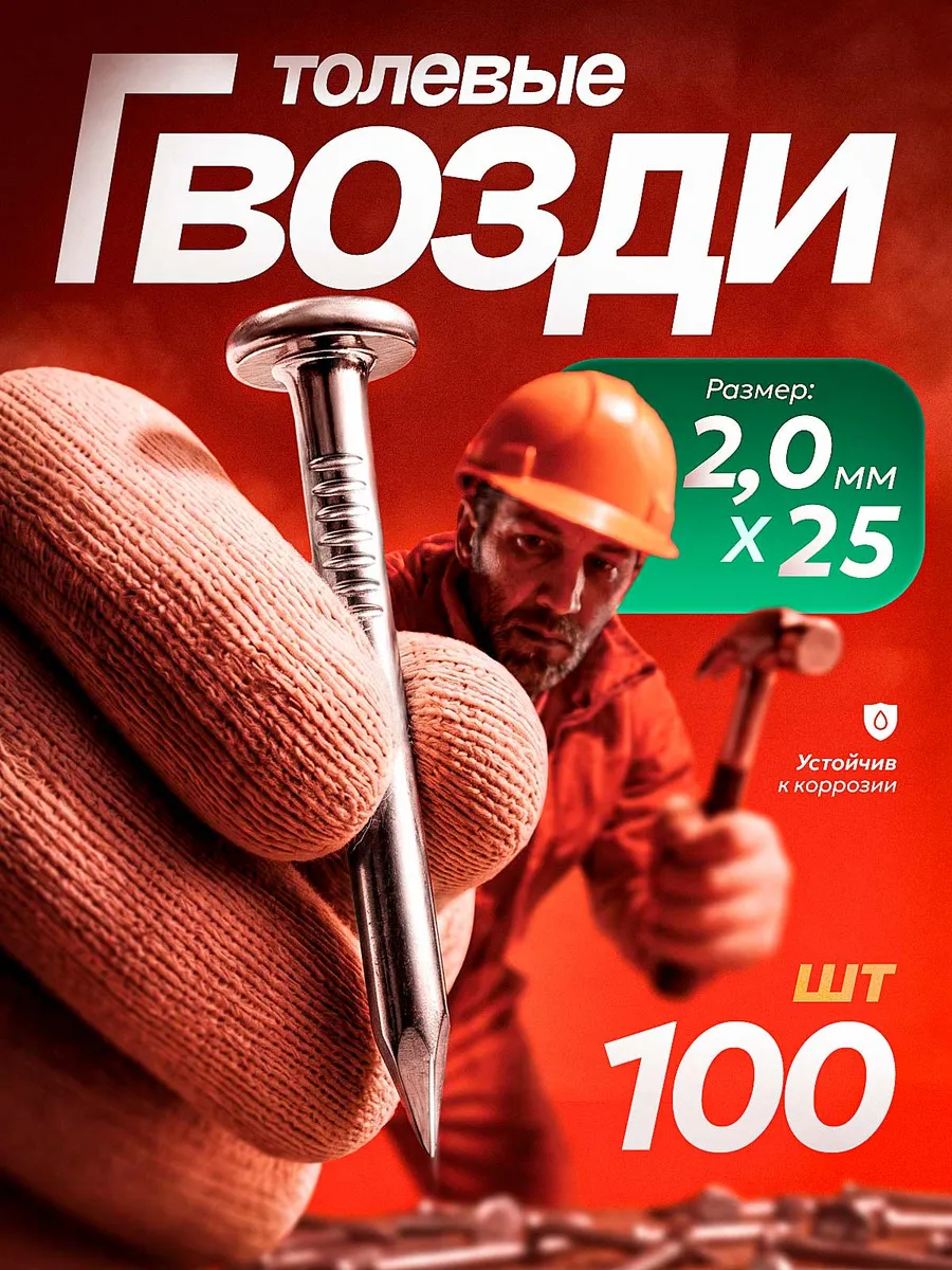 Гвозди строительные толевые оцинкованные 2x25 мм (100 шт)