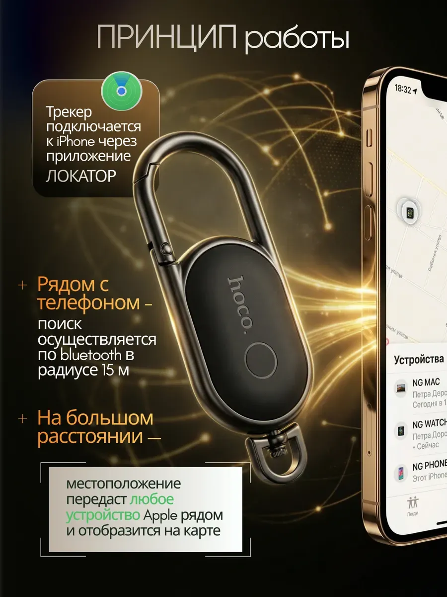 GPS трекер метка для отслеживания Hoco — фото 2