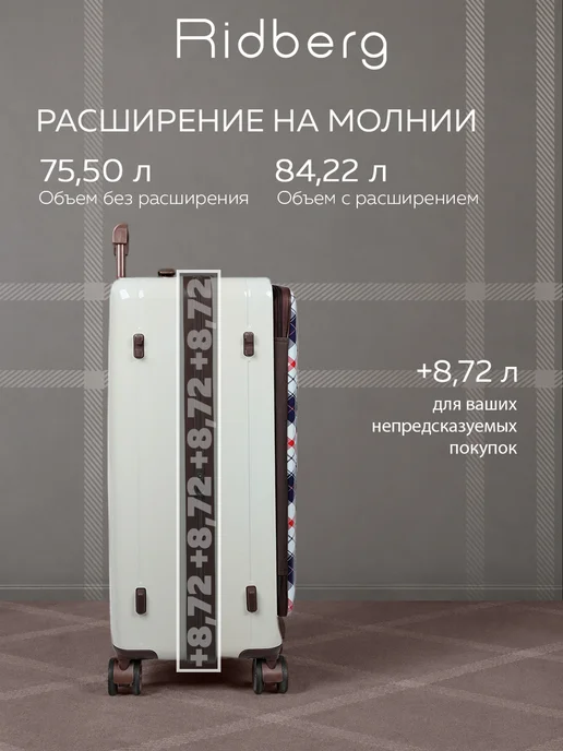 Ridberg Чемодан Podium размер M, белый, фото 4