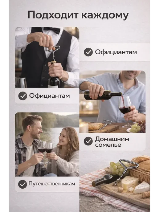 RIKKA Штопор для вина металлический, вариант, фото 2
