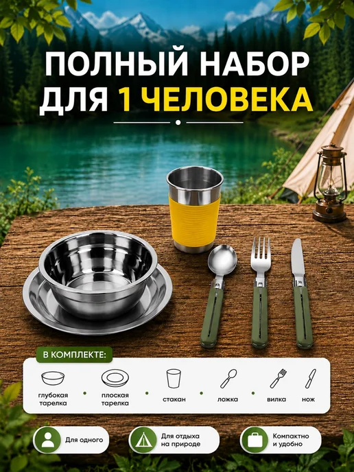 Зарница Набор туристической посуды на 1 человека, серый, фото 6
