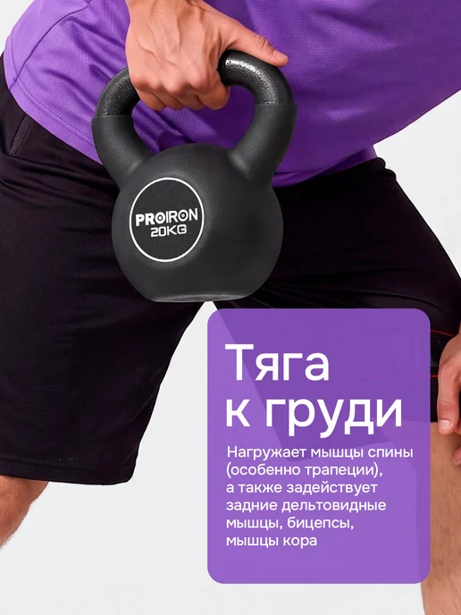 PROIRON Гиря 16 кг чугунная, неопреновая, 20 кг, фото 3