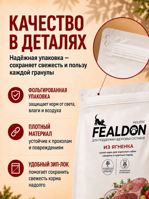 Сухой корм FEALDON для собак, гипоаллергенный, средние, 2 кг, фото 8