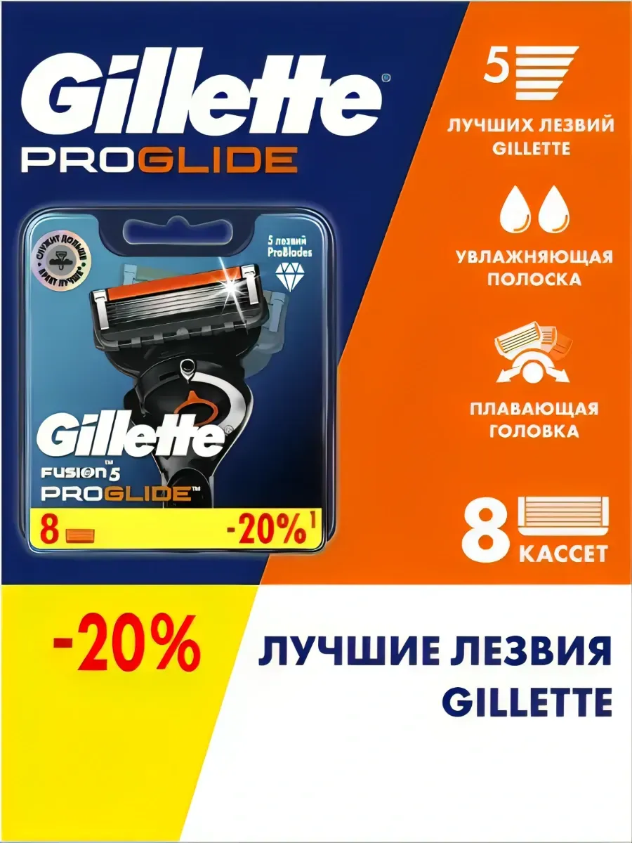 Кассеты для бритья сменные лезвия Fusion 5 ProGlide 8шт