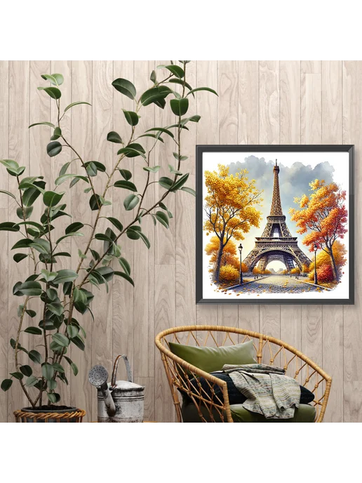Диамантенное панно 5D полная Euiffel Tower 30x30см, 30x30 см, фото 3