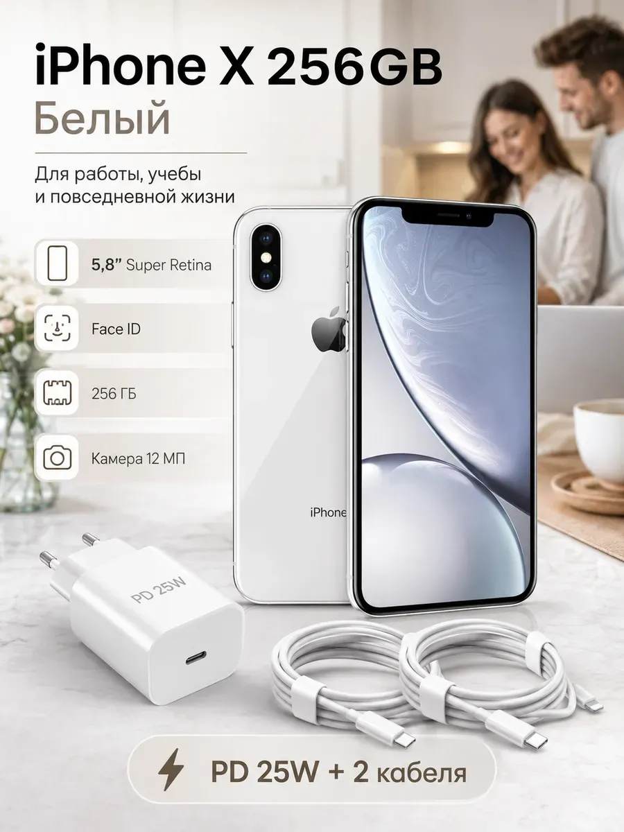 Смартфон iPhone X 256gb белый восстановленный
