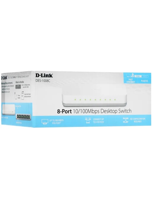 D-LINK Коммутатор DES-1008C B1A неуправляемый, вариант, фото 8