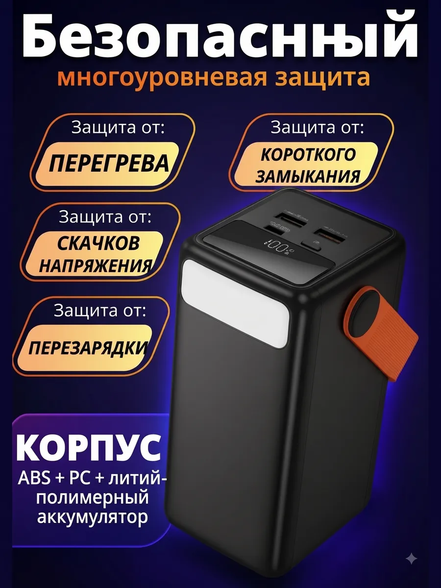 Внешний аккумулятор Повербанк Power bank 60000 мАч — фото 3