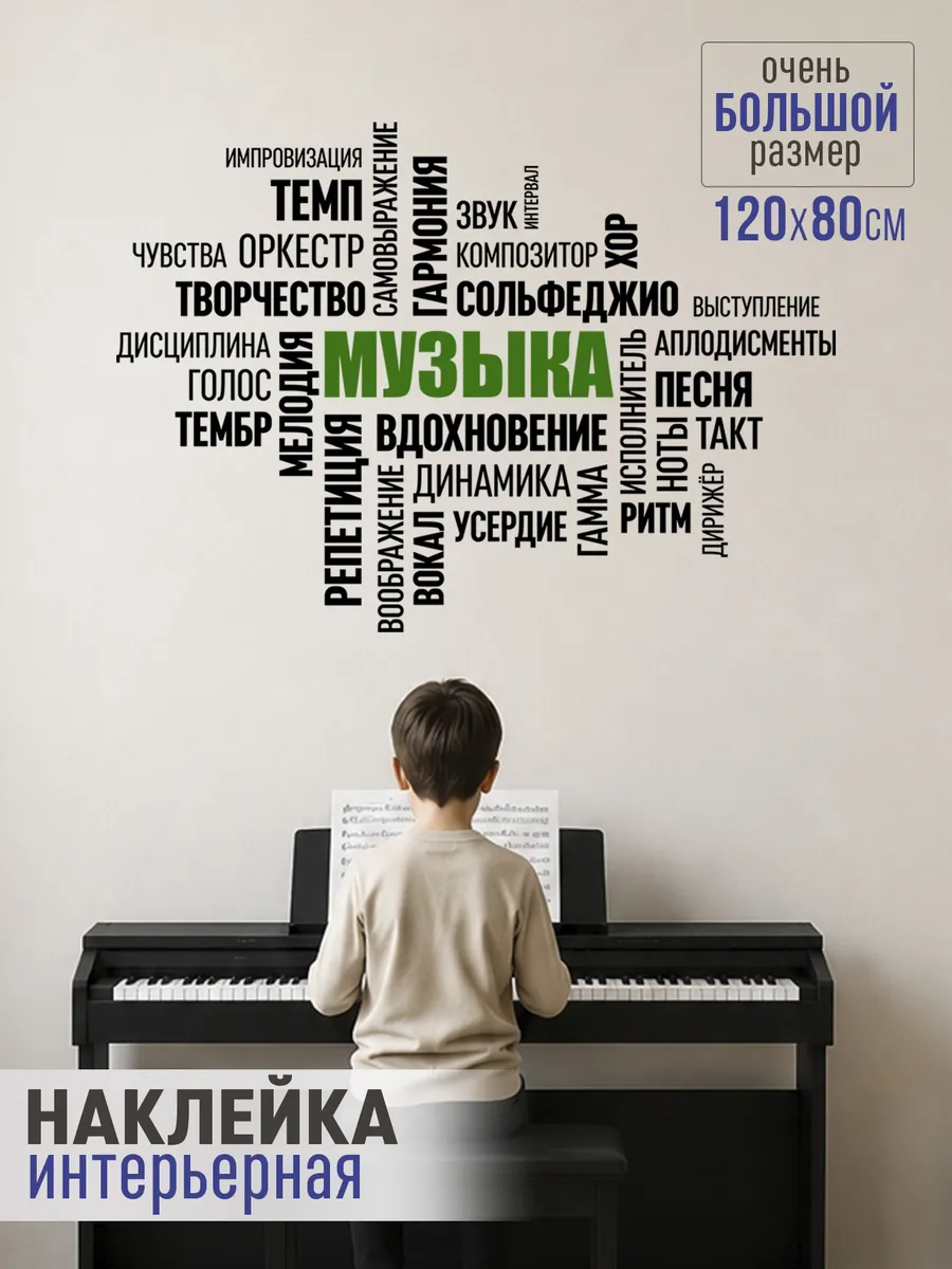 Интерьерная наклейка на стену в школу Музыка
